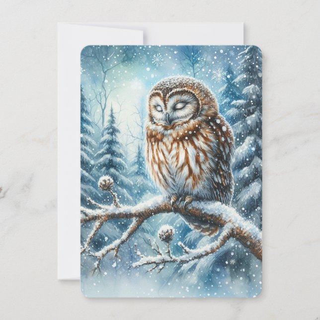 Carte de faune de forêt sereine de hibou de bois e (Devant)