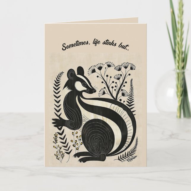 Carte de faune folklorique modifiable de moufette (Devant)