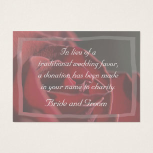 Carte de faveur de la Mariage Red Rose