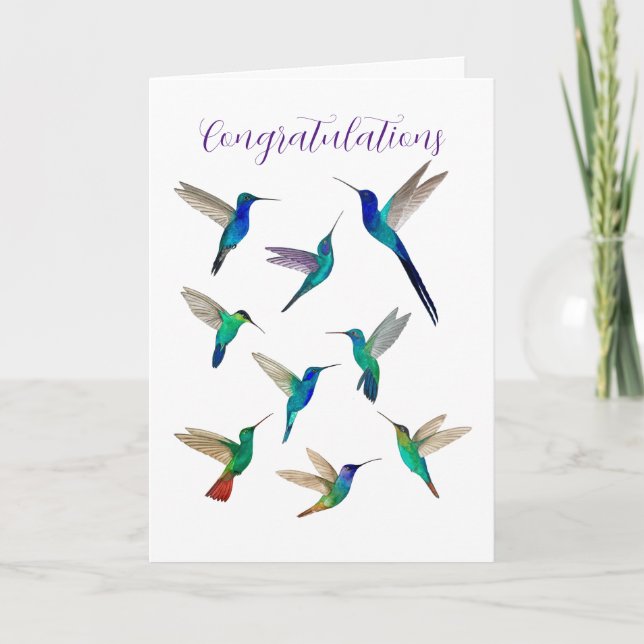 Carte de félicitations aux colibris tropicaux (Devant)