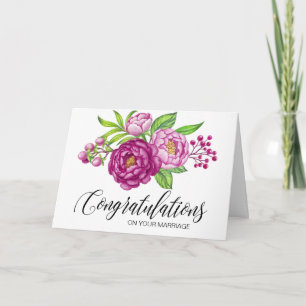 Carte de félicitations aux pivoines aquarelle de B