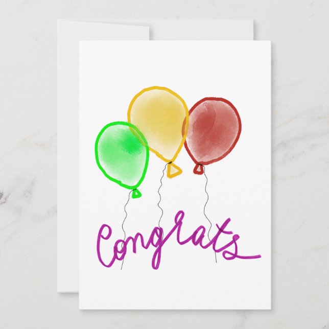 Carte de félicitations avec ballons colorés (Devant)