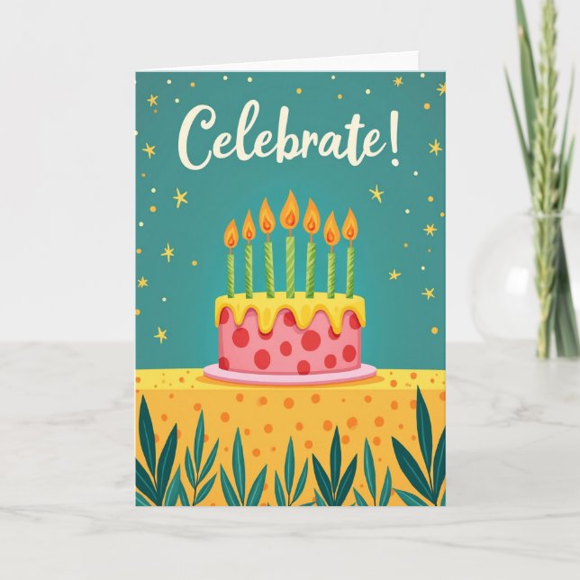 Carte de félicitations avec gâteau à pois (Devant)