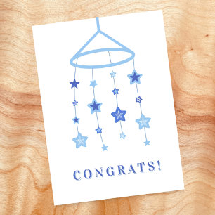 Carte de félicitations bébé garçon Blue Star Mobil