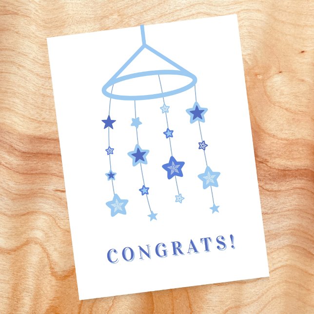 Carte de félicitations bébé garçon Blue Star Mobil (Créateur téléchargé)