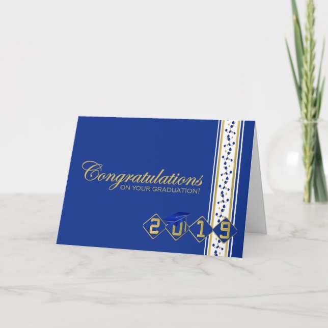 Carte de félicitations Blue & Gold 2019 (Devant)