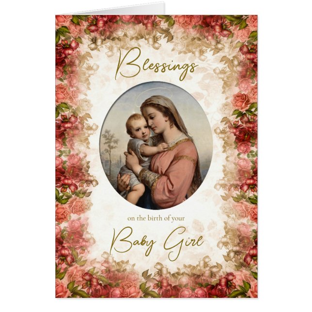 Carte de félicitations catholique Vierge Marie pou (Devant)