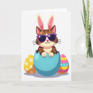 Carte de félicitations Cool Cat Egg Surprise