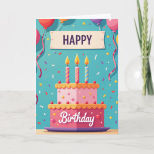 Carte de félicitations d'anniversaire avec gâteau
