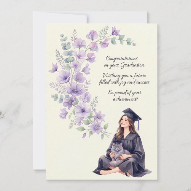 Carte de Félicitations de Diplôme Florale pour Ell (Devant)