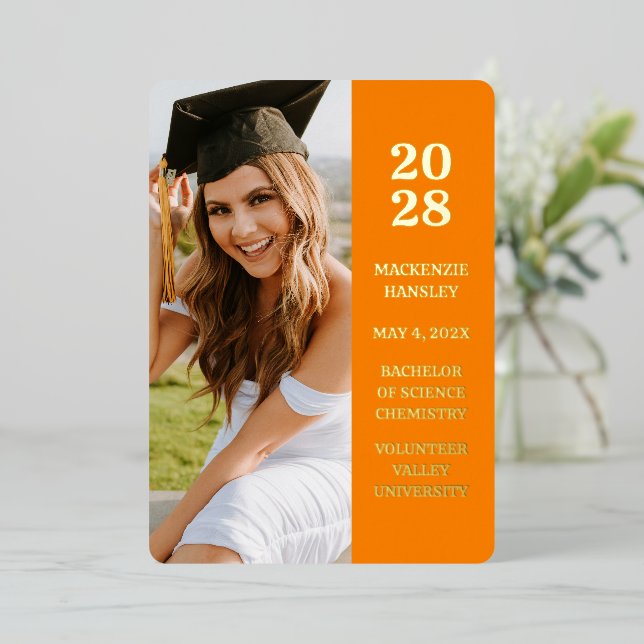 Carte de Félicitations de Diplôme Photo Orange Mod (Debout devant)