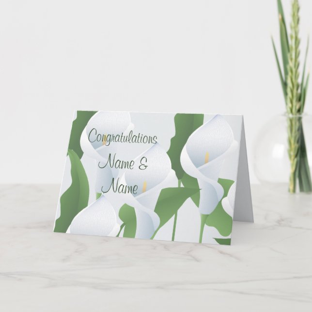 Carte de félicitations de mariage aux lys calla (Devant)