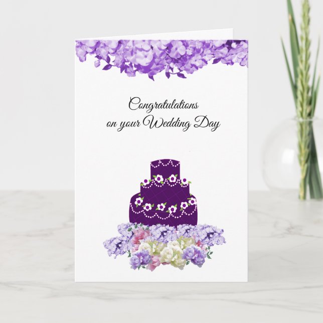 Carte de félicitations de mariage avec gâteau de m (Devant)