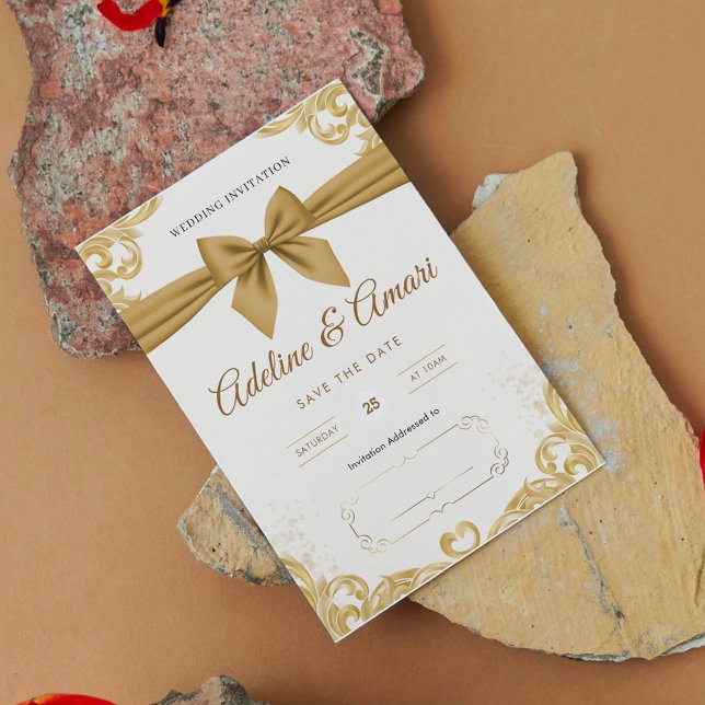 Carte de Félicitations de Mariage Élégante en Or (Créateur téléchargé)
