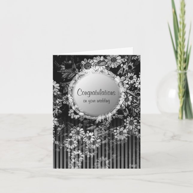 Carte de félicitations de mariage Fleurs vintage n (Devant)