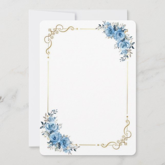 Carte de Félicitations de Mariage Florale Bleue |  (Devant)