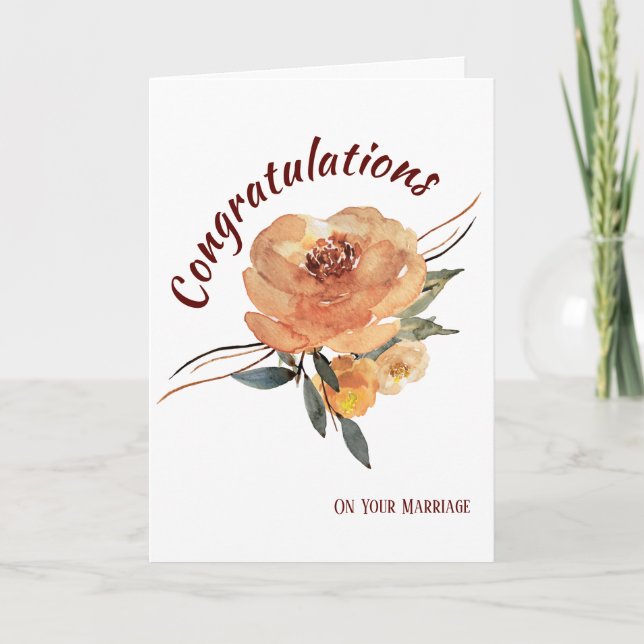 Carte de félicitations de mariage Florale d'Automn (Devant)