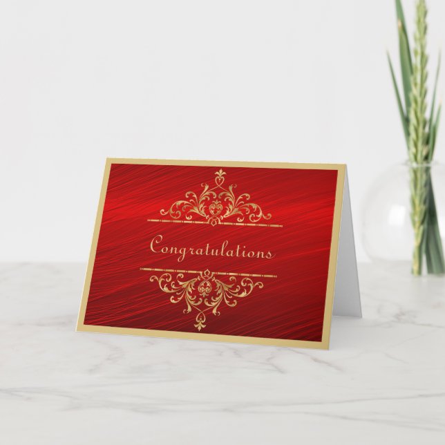 Carte de Félicitations de Mariage Or Rouge (Devant)