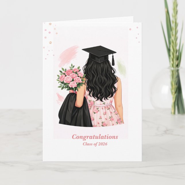 Carte de Félicitations de Remise de Diplôme Floral (Devant)