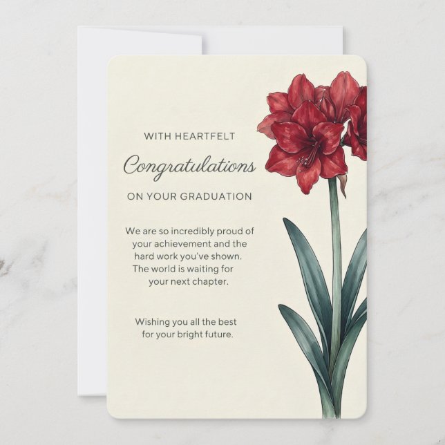 Carte de Félicitations de Remise de Diplôme Floral (Devant)
