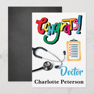 Carte de félicitations du médecin stéthoscope mode