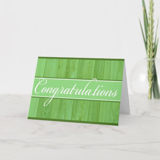 Carte de félicitations en bois vert rustique (Devant)