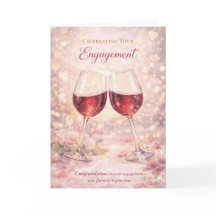 Carte de Félicitations Fiançailles - Verres à Vin
