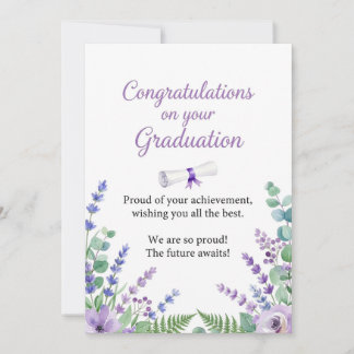 Carte de Félicitations Fleurie Violette pour la Re