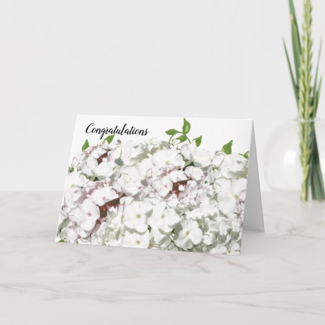 Carte de félicitations Fleurs roses et blanches (Devant)