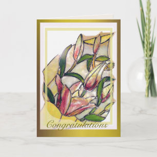 Carte de félicitations Lily Bouquet en verre