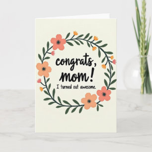 Carte de félicitations Maman avec couronne florale