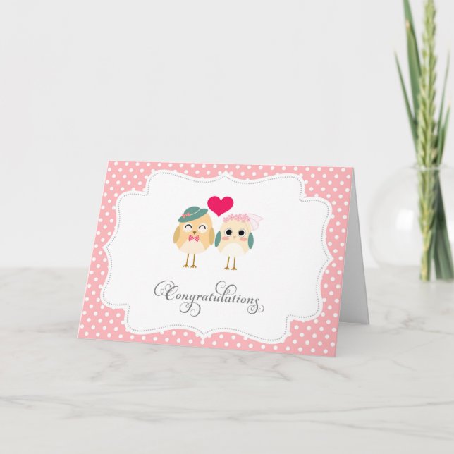 Carte de félicitations Mariage aux oiseaux mignons (Devant)