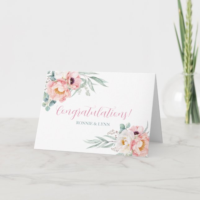 Carte de félicitations Mariage Eucalyptus Peonies (Devant)