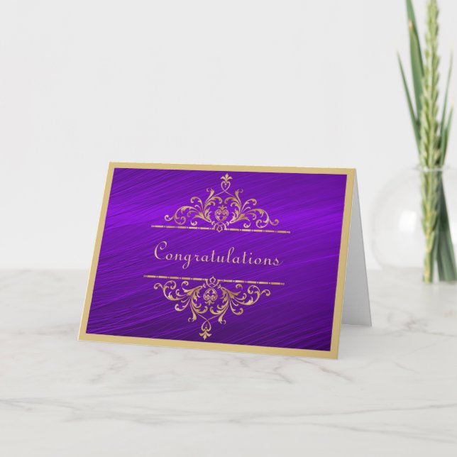 Carte de félicitations mariage Gold Purple (Devant)