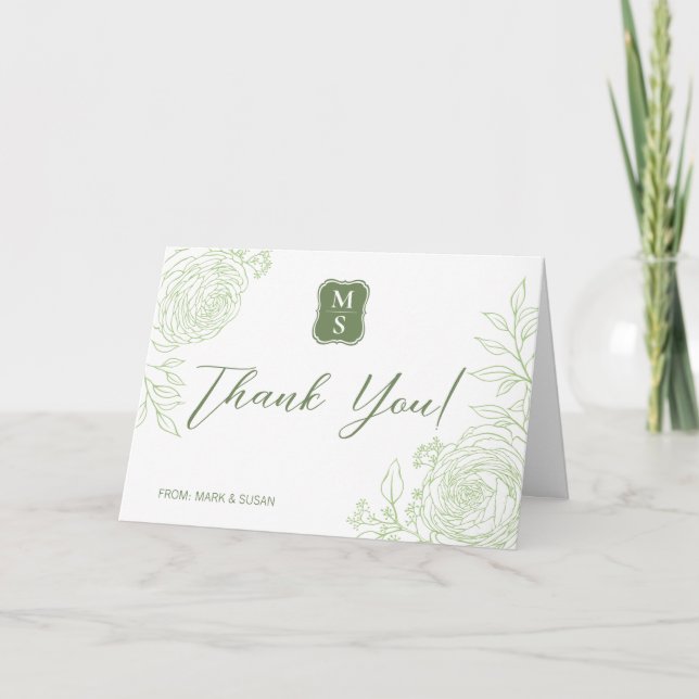 Carte de félicitations Mariage Ranunculus Vert (Devant)