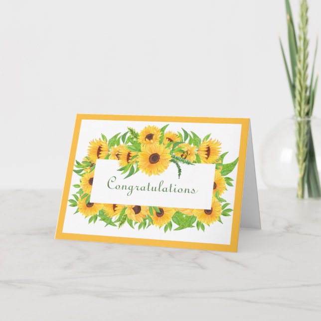Carte de félicitations Mariage Yellow Sunflower (Devant)