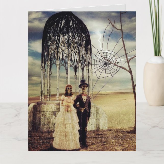 CARTE DE FÉLICITATIONS MARIAGES DE SKELETONS GOTHI (Devant)