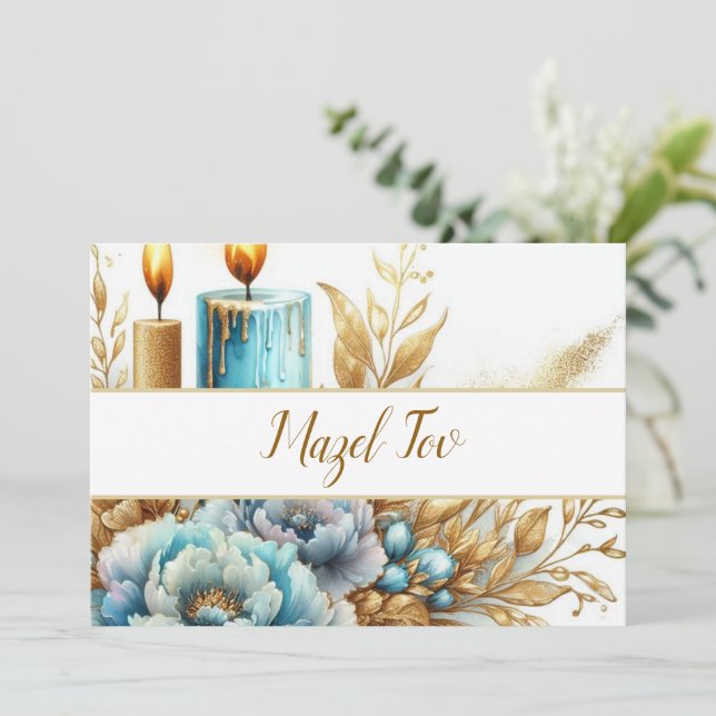 Carte de félicitations Mazel Tov, floral à la boug (Debout devant)