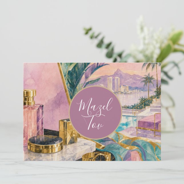 Carte de félicitations Mazel Tov, Luxe 80's  (Debout devant)