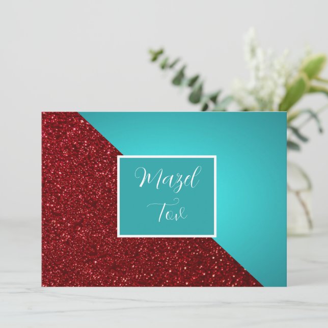 Carte de félicitations Mazel Tov, paillettes borde (Debout devant)