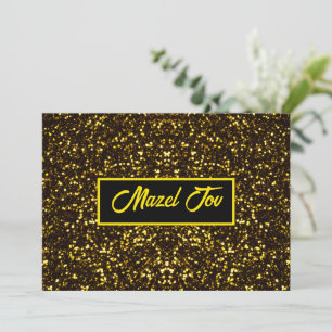 Carte de félicitations Mazel Tov, paillettes noire