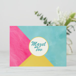 Carte de félicitations Mazel Tov, rose vert jaune,
