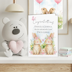 Carte de félicitations pliée Bunny Twin Congratula