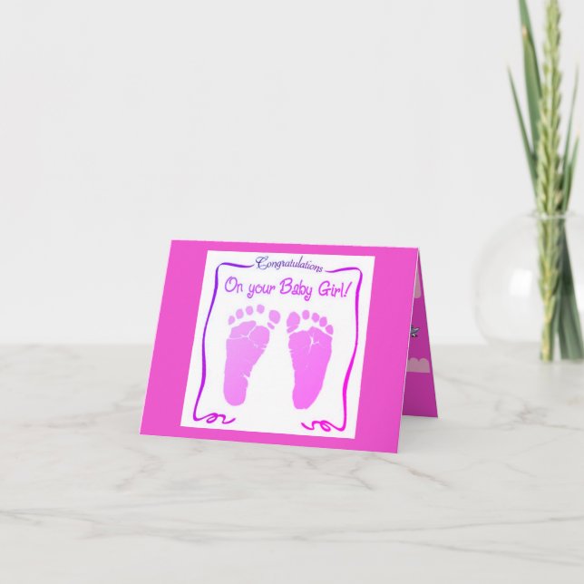 Carte de félicitations pliée pour nouvelle petite  (Devant)