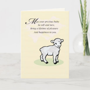 Carte de félicitations pour bébé agneau jaune