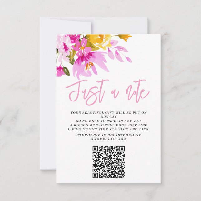 Carte de félicitations pour bébé Fleurs roses (Devant)