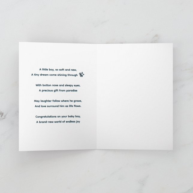 Carte de félicitations pour bébé garçon (Intérieur)