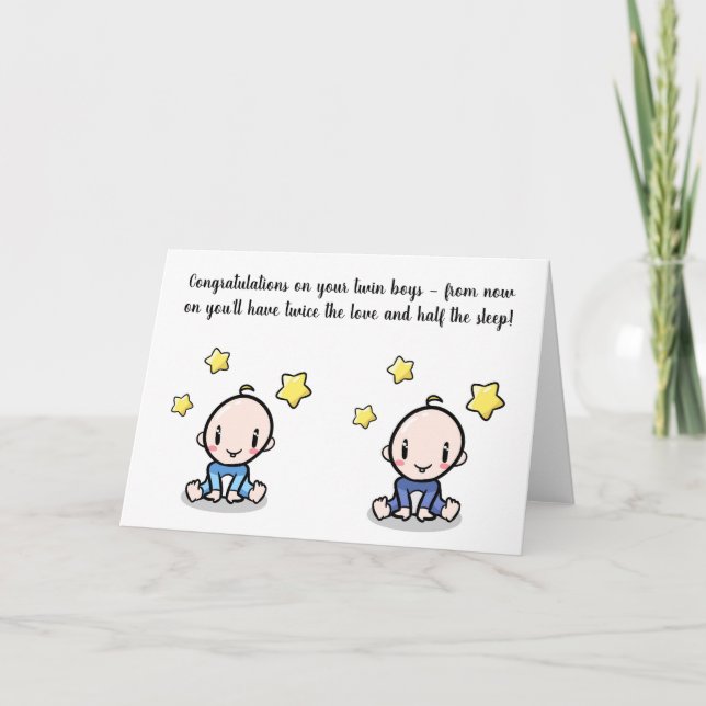 carte de félicitations pour bébé jumeau, carte de  (Devant)