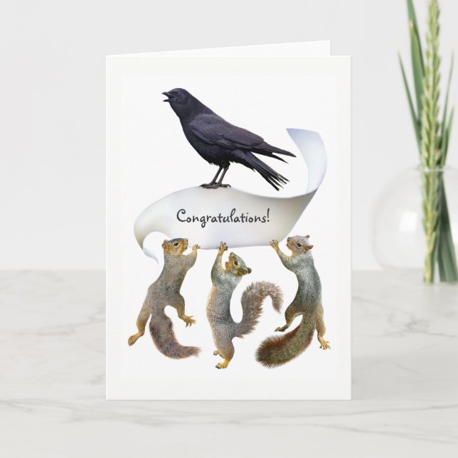 Carte de félicitations pour écureuils et corbeau (Devant)