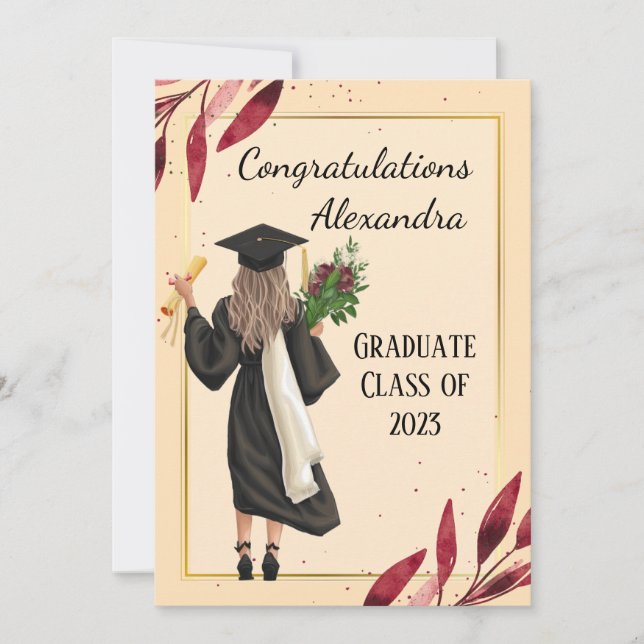 Carte de Félicitations pour la Remise de Diplôme d (Devant)